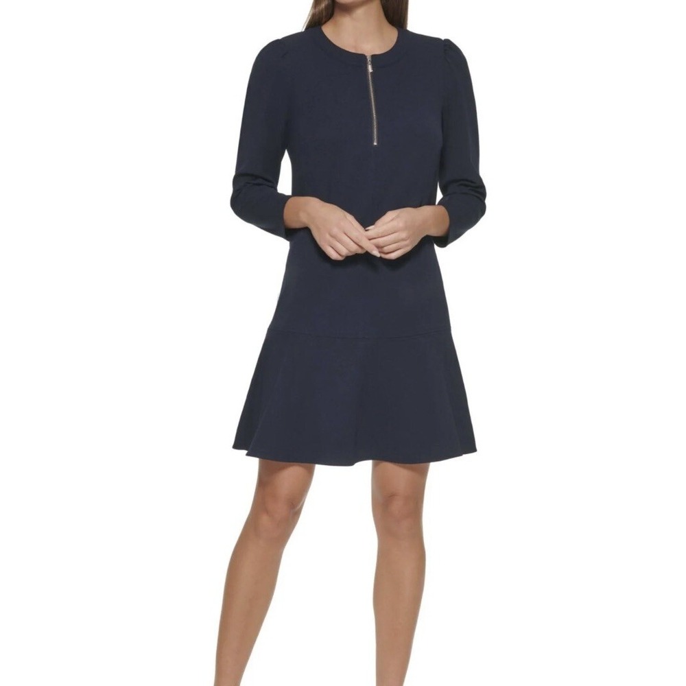 Tommy Hilfiger Womens‎ 12 Drop Waist Mini Shift Dress Navy Blue